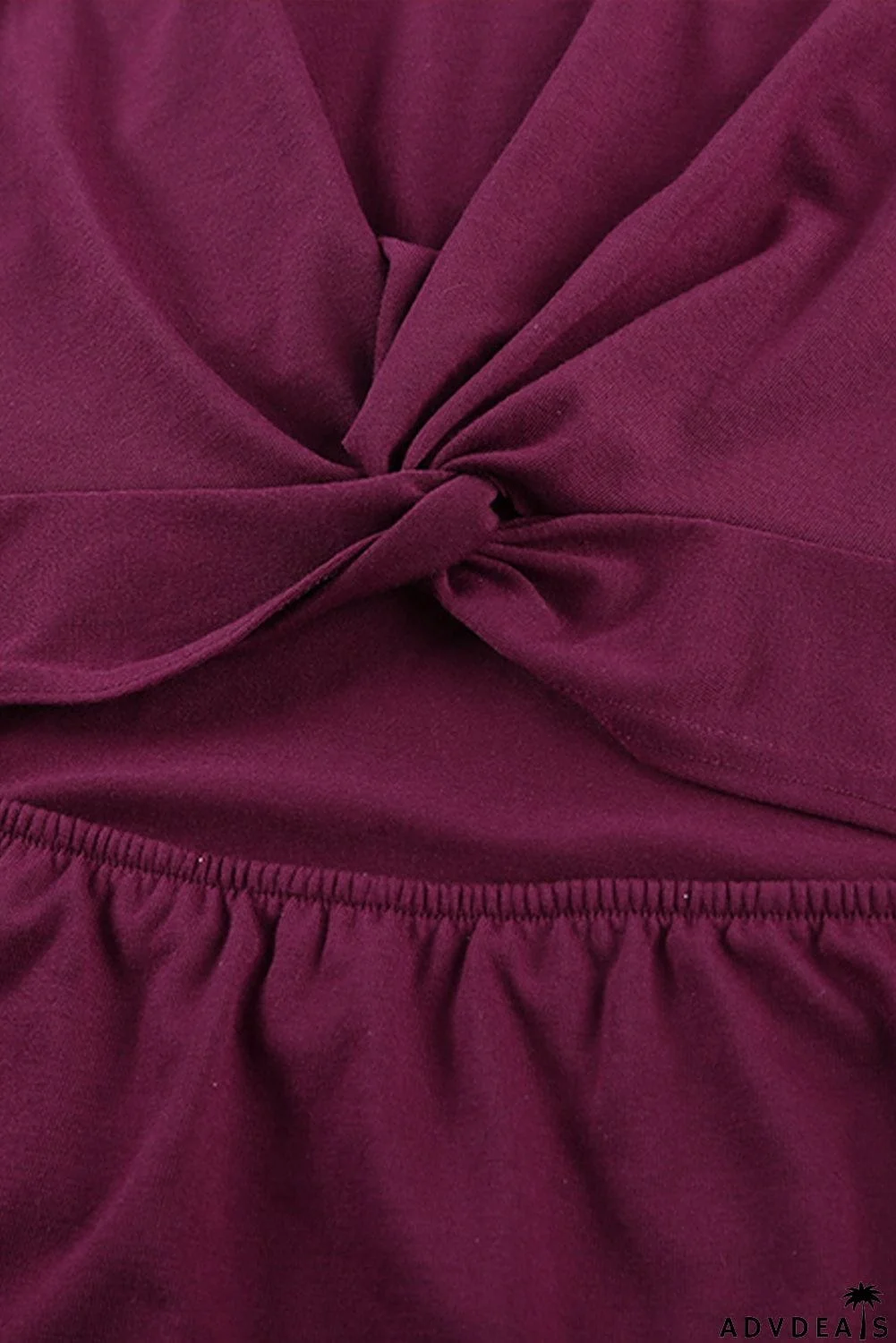 Burgundy Crew Neck Sleeveless Twist Hollow-out Bodycon Mini Dress