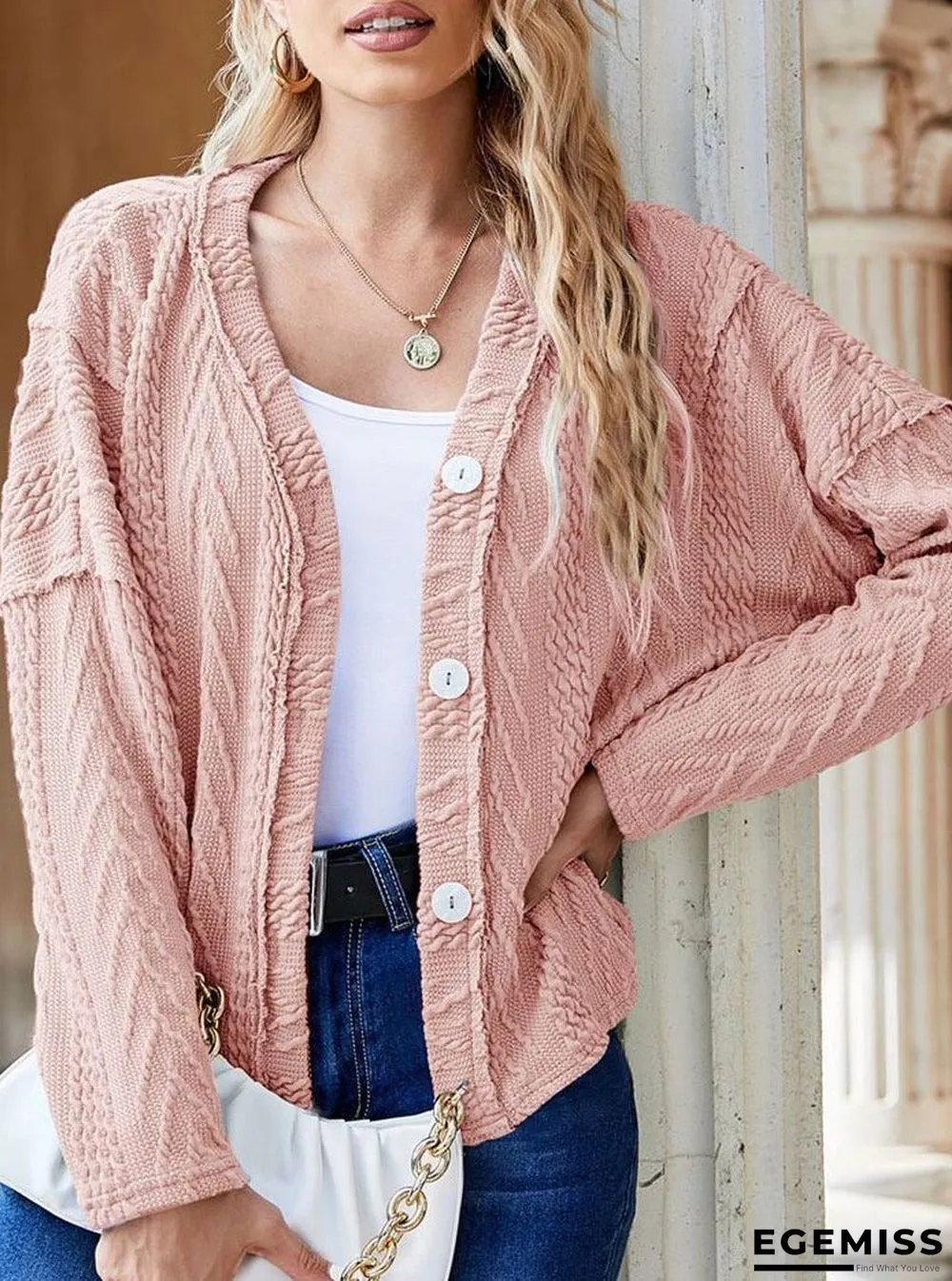 Loose Casual Jacquard Sweater Cardigan | EGEMISS