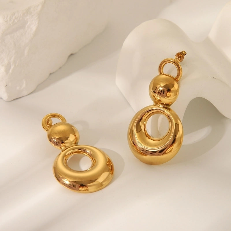 1 Pair Hip-Hop Exaggerated French Style Gourd 304 Stainless Steel 18K Gold Plated Drop Earrings