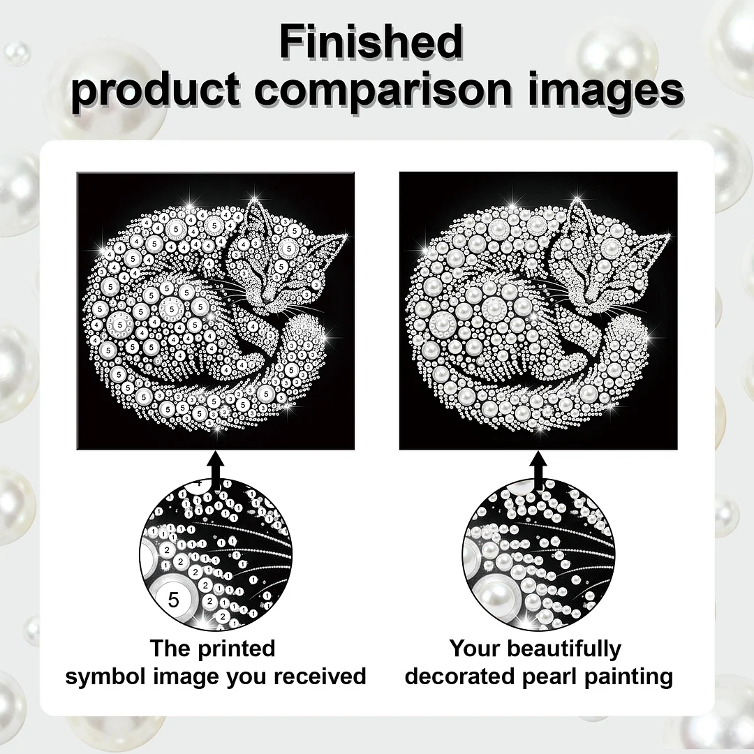 Cat - DIY Pearl Diamond Art Kit With Frame 25*25cm