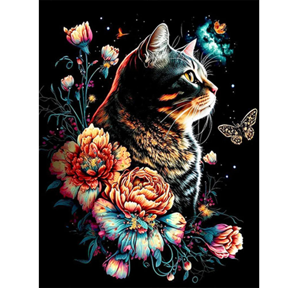Full Round Diamond Painting - Flower Cat(30*40cm)