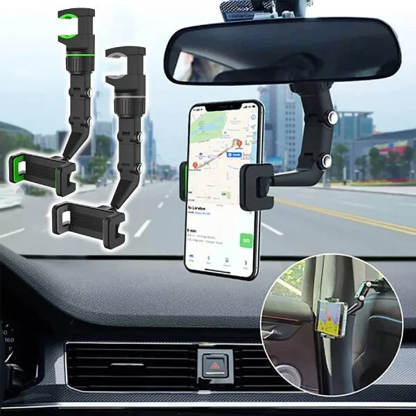 360° Rotating Universal Rearview Car Mirror Phone Holder