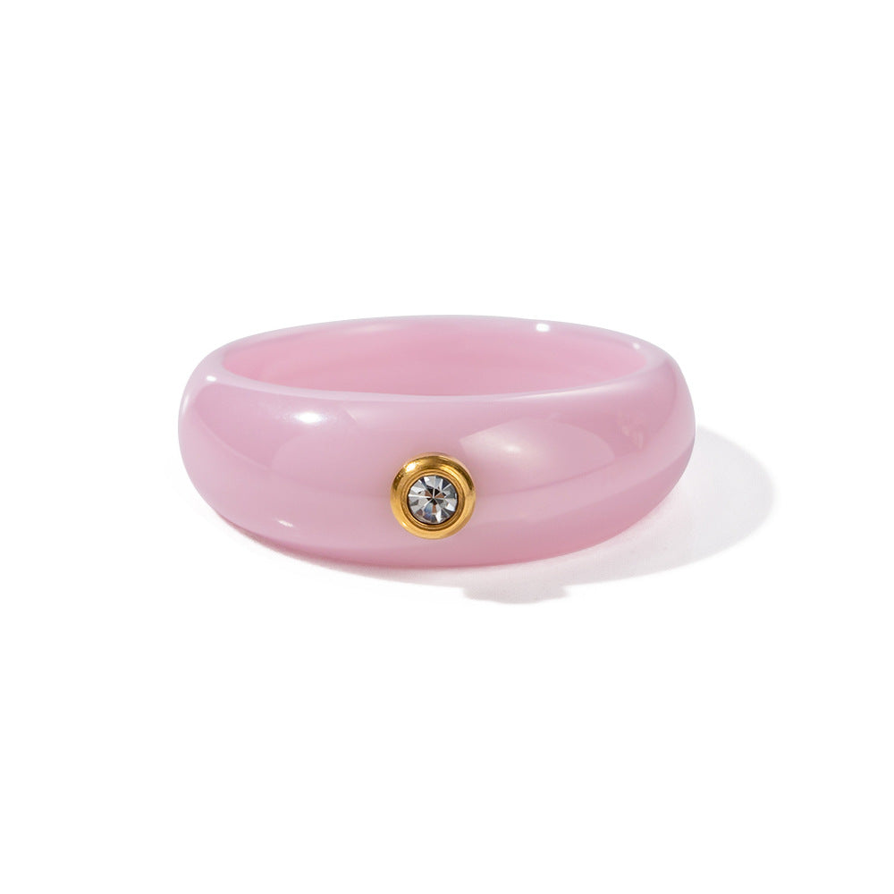 Women IG Style Circle Geometric Stainless Steel 18K Gold Plated Rings