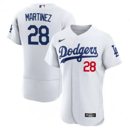Men's Los Angeles Dodgers #28 J.D. Martinez White Flex Base Stitched Baseball Jersey S8UW