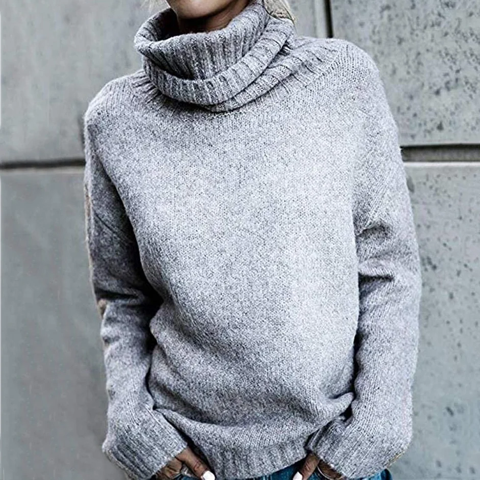 Vintage Irregular Turtleneck Long Sleeve Knitted Sweater