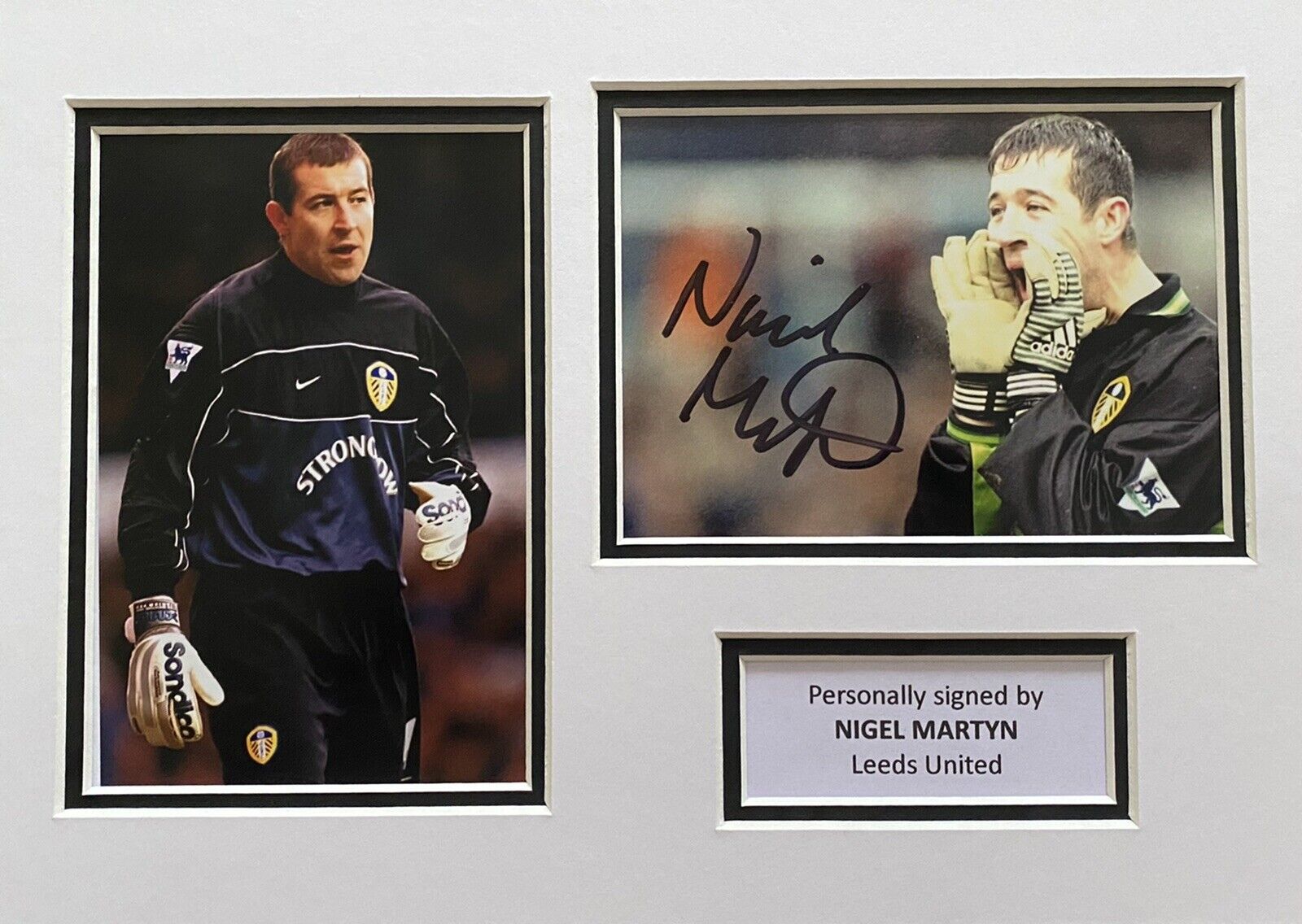 Nigel Martyn Hand Signed Leeds United Photo Poster painting In A4 Mount Display