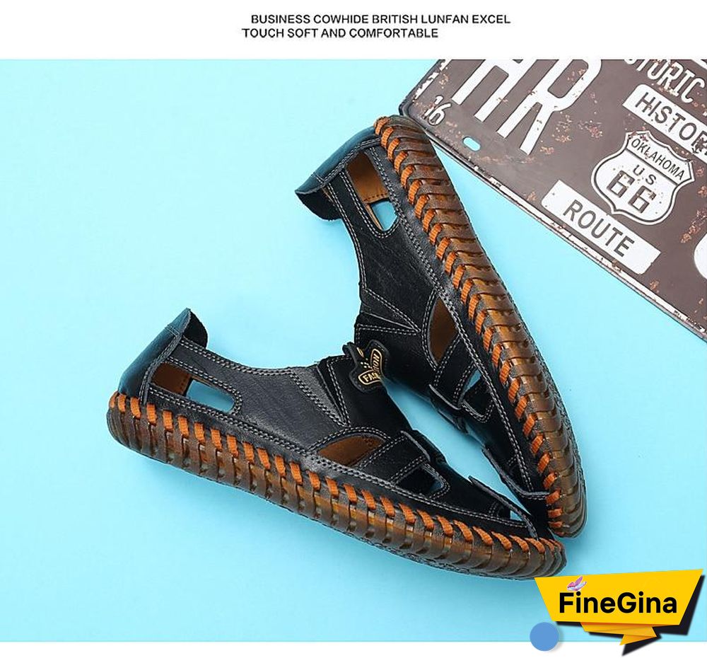 Leather Men Sandals Outdoor Flip Flop Casual Shoes Men Shoes