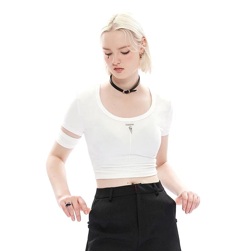 Street-style round neck knitted T-shirt
