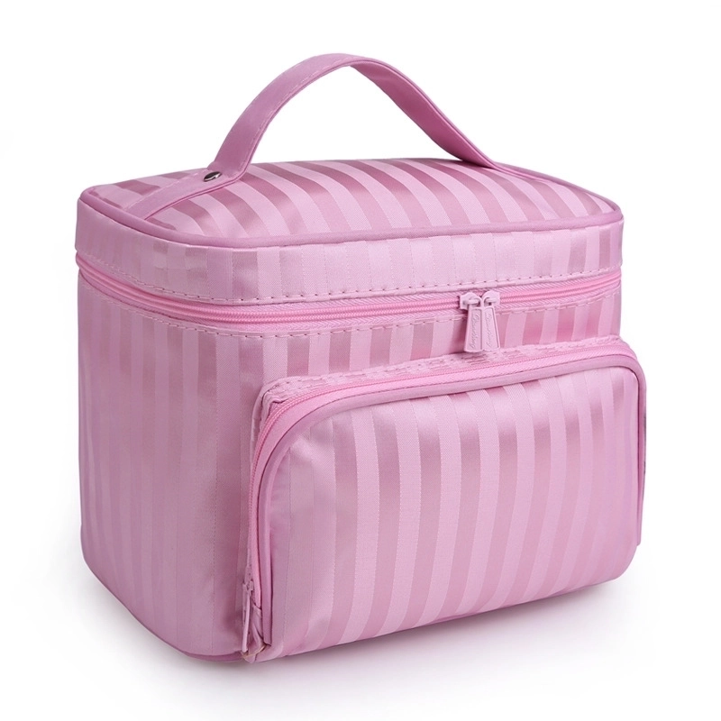 Vacation Stripe Plaid Polyester Square Makeup Bags