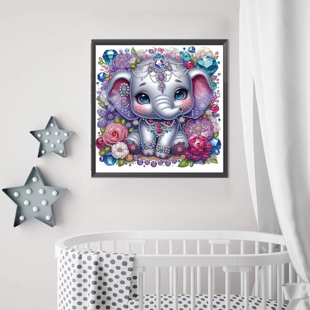 Diamond Painting - Partial Special Shaped Drill - Jewelry Elephant(Canvas|30*30cm)