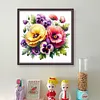 Pansy-Partial 11CT Stamped Cross Stitch Bead Embroidery 36*36cm/14.17*14.17in tapestrymarket