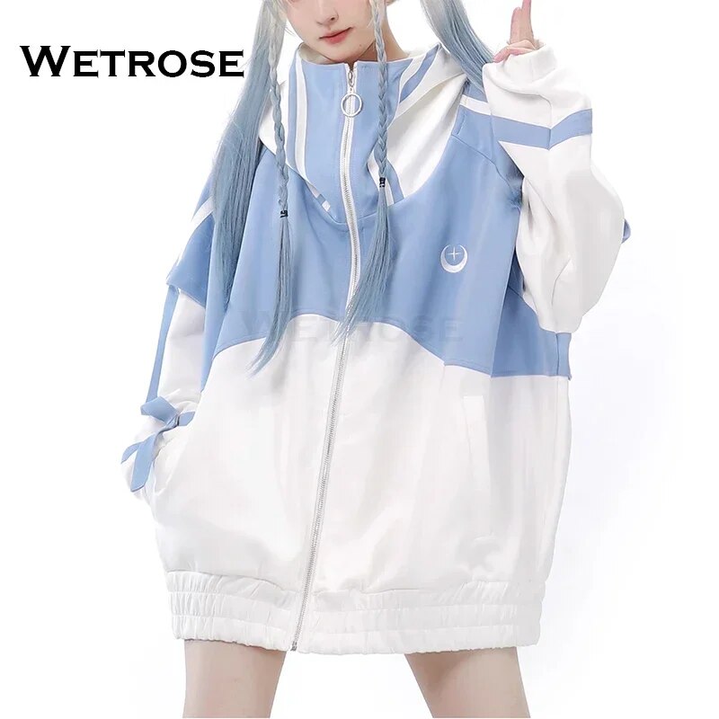 [Wetrose] In Stock Black Pink Costume Mine Style Jirai Kei Denpa Clothes Coat Thick Heavy Loose Casual Outfit Cosplay Over Size