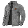 Men's Outdoor Retro Western Style Double-Sided Fleece Stand Collar Cardigan Jacket Thickened Coat by Inlyline
