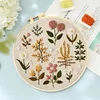 Flower-DIY Embroidery Kit with Pattern Cotton Threads Needles Hoop 30*30cm/11.8*11.8in