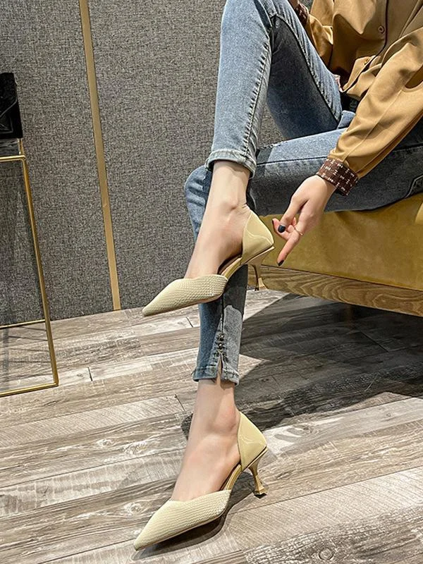 Fashion side-side sexy high-heeled solid color pointed toe shoes