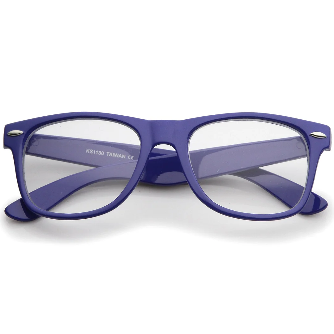 Retro Wide Temple Clear Lens Horn Rimmed Eyeglasses 54mm