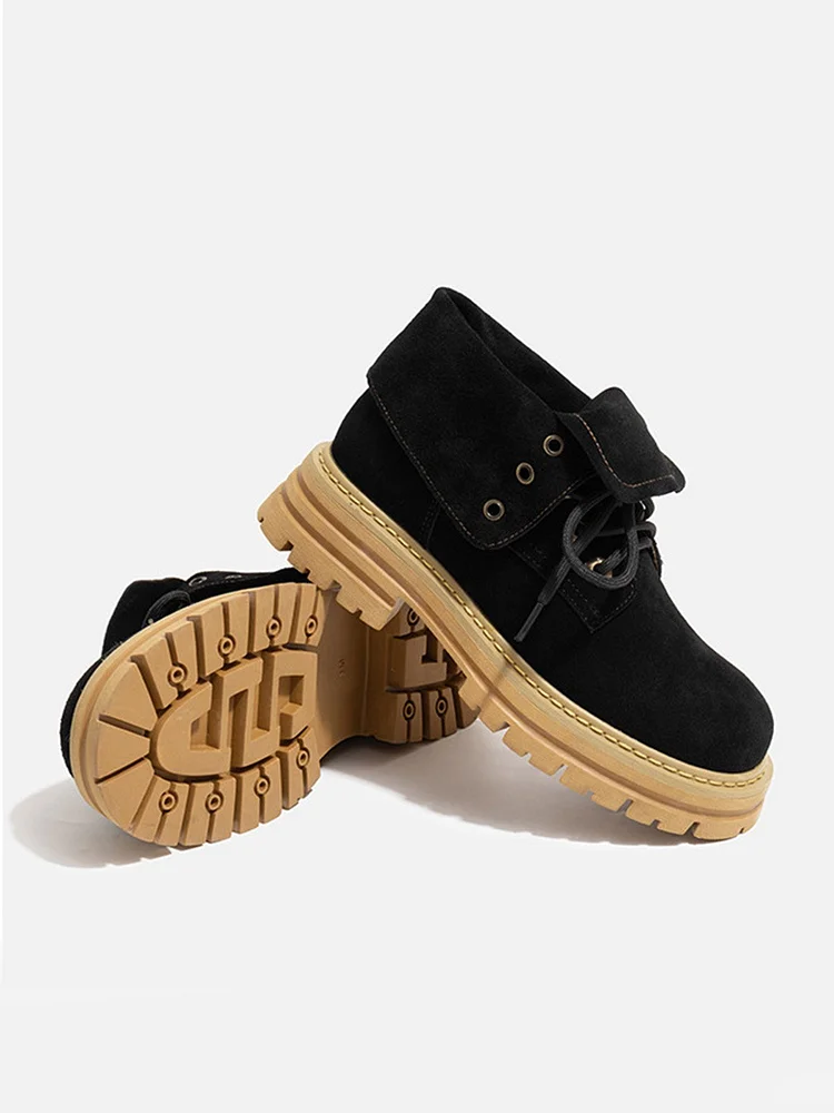 Faux Suede Chunky Heel Outdoor Hiking Boots