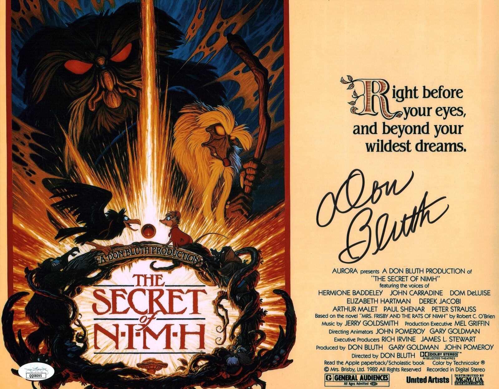 Don Bluth The Secret of NIMH 11x14 Photo Poster painting Poster Signed Auto JSA Certified COA