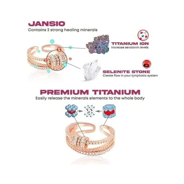 Jansio Threanic Triple-Spin Ring Riple Spin Ring, Feelief Zirconica Triple Fidget Ring, Vikanda Moissanite Ring Fidget Rings