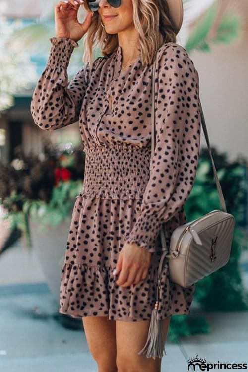 Dot Long Sleeve Mini Dress