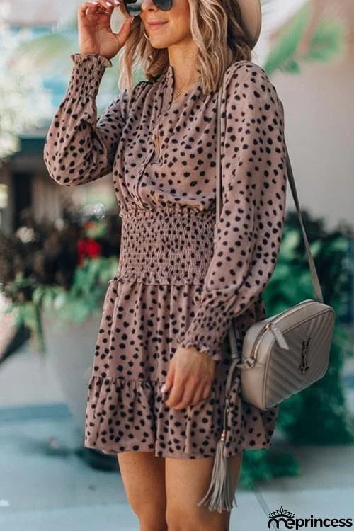 Dot Long Sleeve Mini Dress