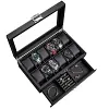 Carbon Fiber Textured Leather Watch and Jewelry Storage Box
