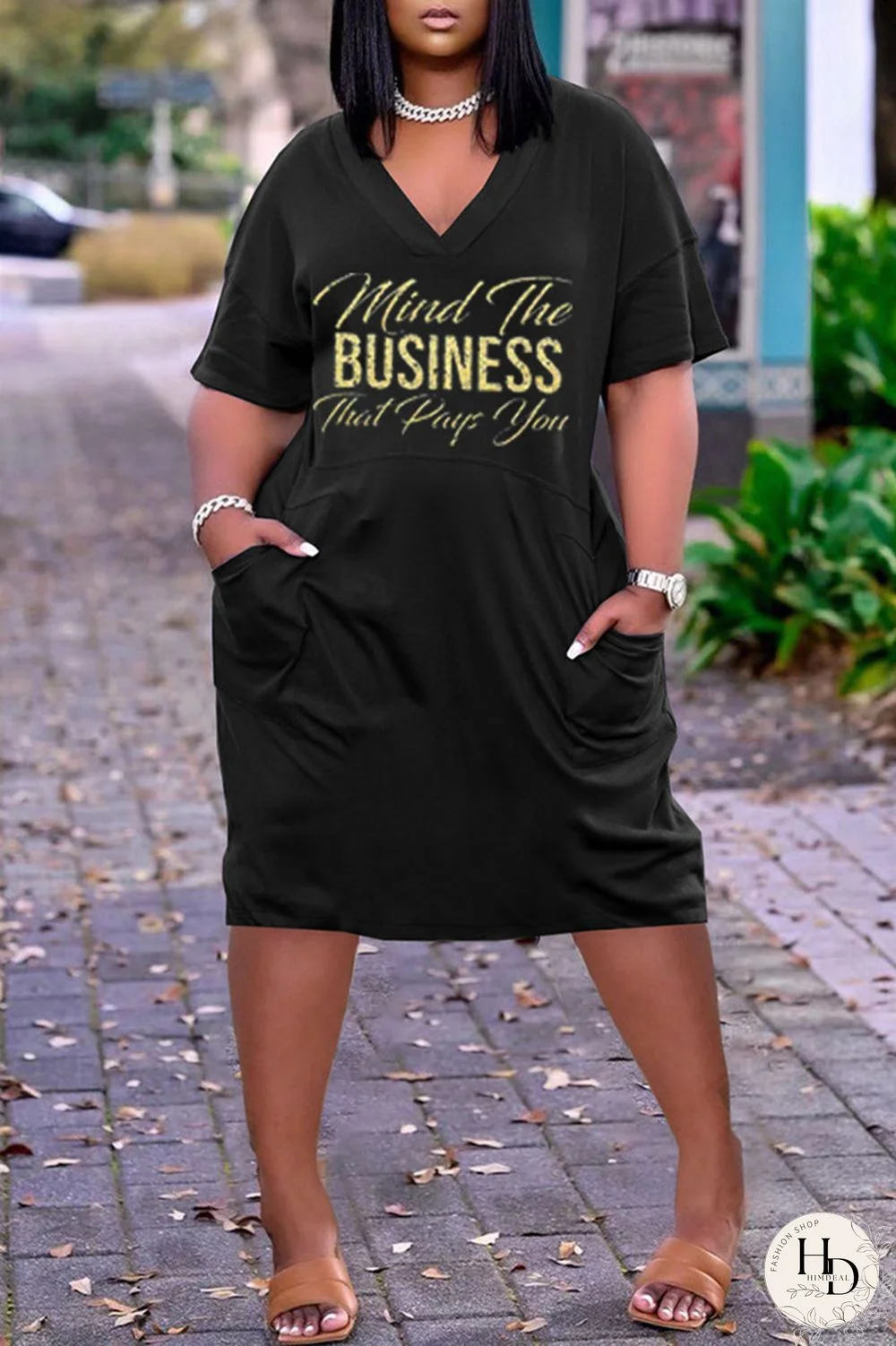 Pink Fashion Casual Letter Print Basic V Neck Short Sleeve Dress