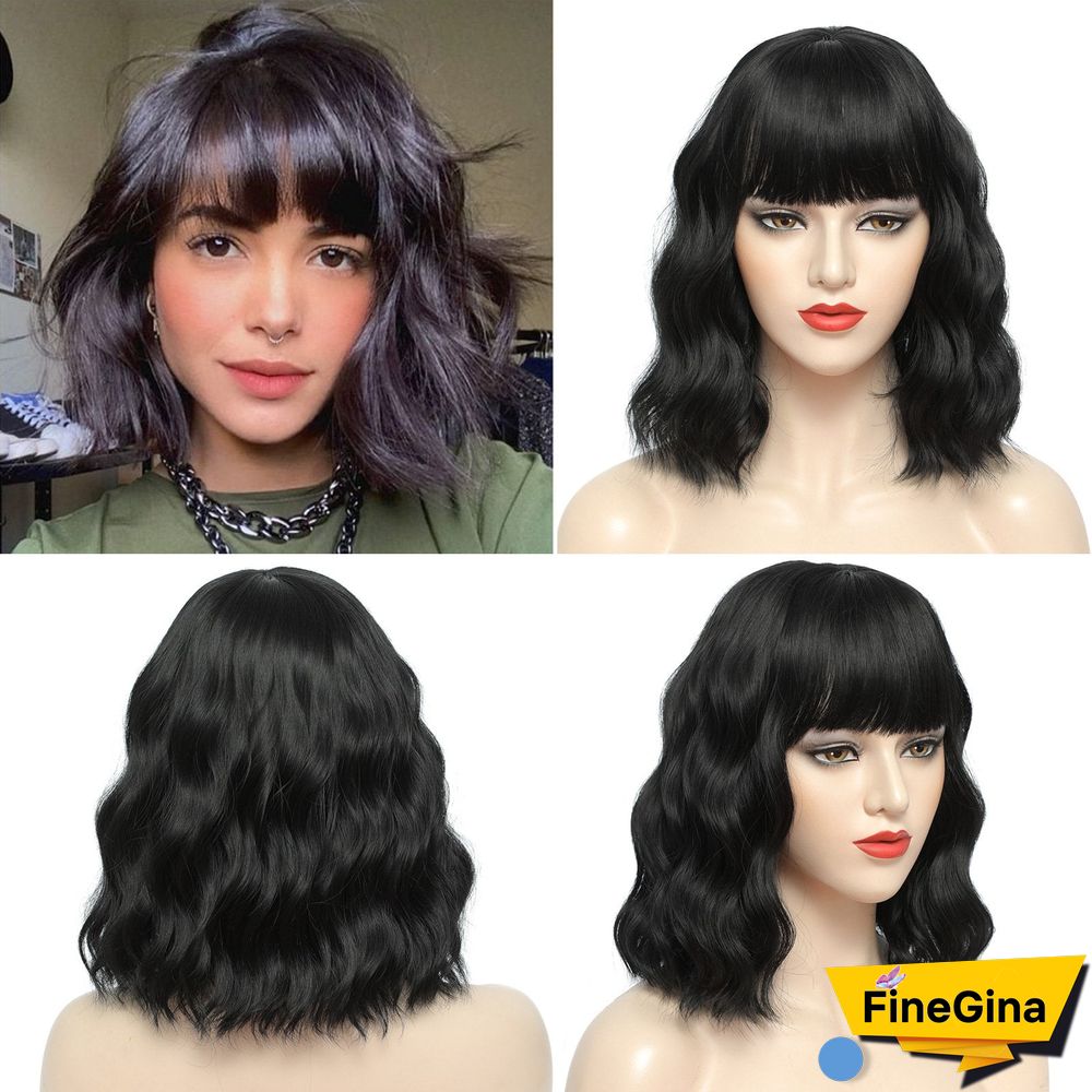 Simulation of Hair Ladies Wig Air Bangs Ripple Short Curly Hair