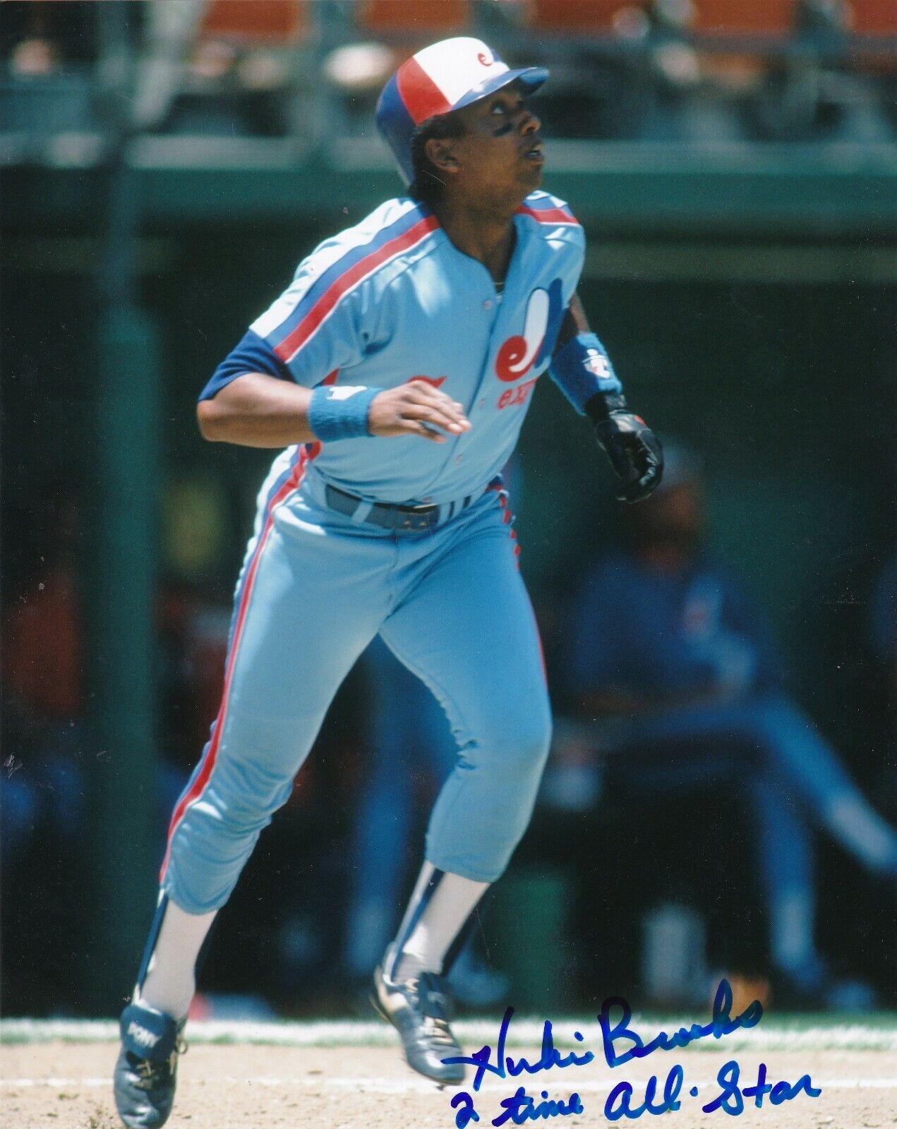 HUBIE BROOKS MONTREAL EXPOS 2 X ALL STAR 86-87 ACTION SIGNED 8x10