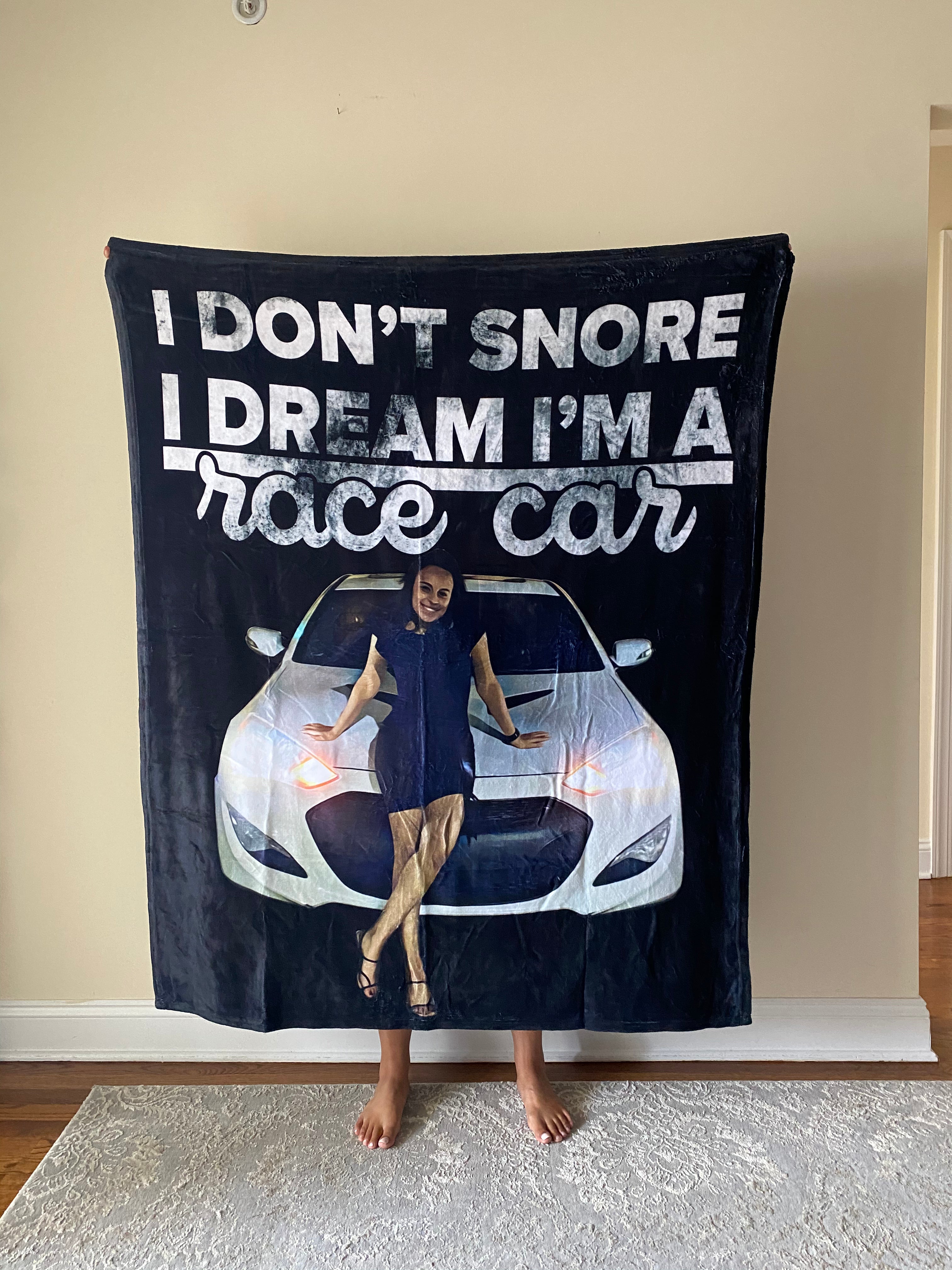 Loveyoufancy Don't Snore Dream I'm Race Car Custom Car Fleece Blanket