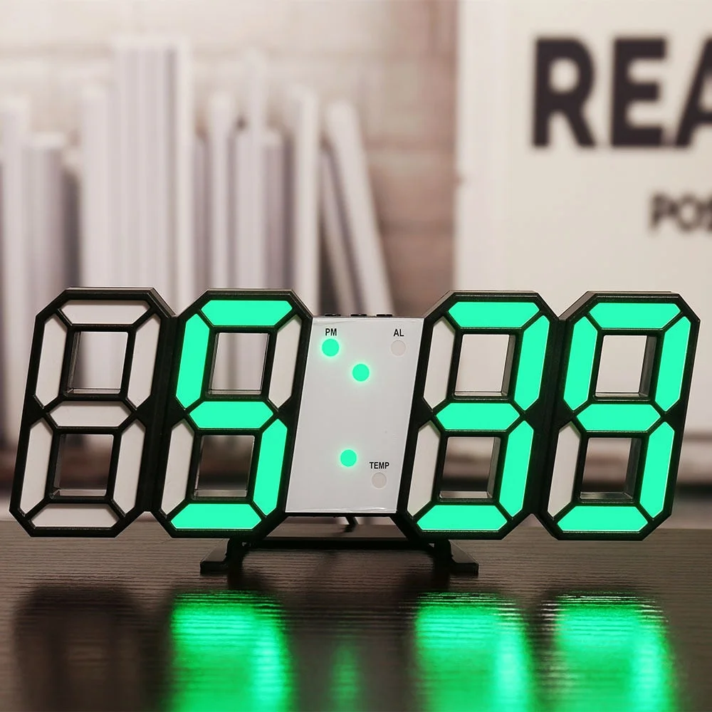 LED Digital Wall Clock Alarm Clock Wall Hanging Table Desk Electronic Digital Clock With 3 Levels Brightness Home Decor