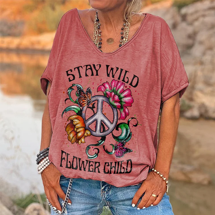 Stay Wild Flower Child All Over Print T-shirt