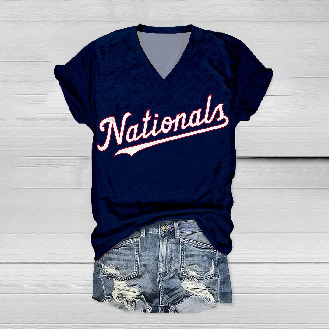 Washington Nationals Print V-Neck T-Shirt