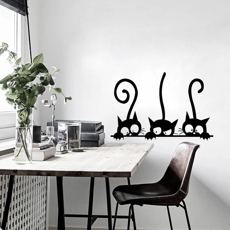 Lovely Three Black Cat DIY Wall Stickers Animal Room Decoration personality Vinyl Wall Decals 30*20CM