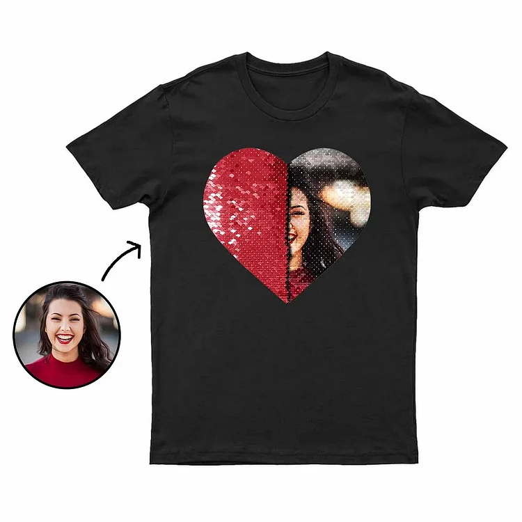 Custom Flip Sequin Hoodie & T-shirt (Heart) - Mother's Day Sale