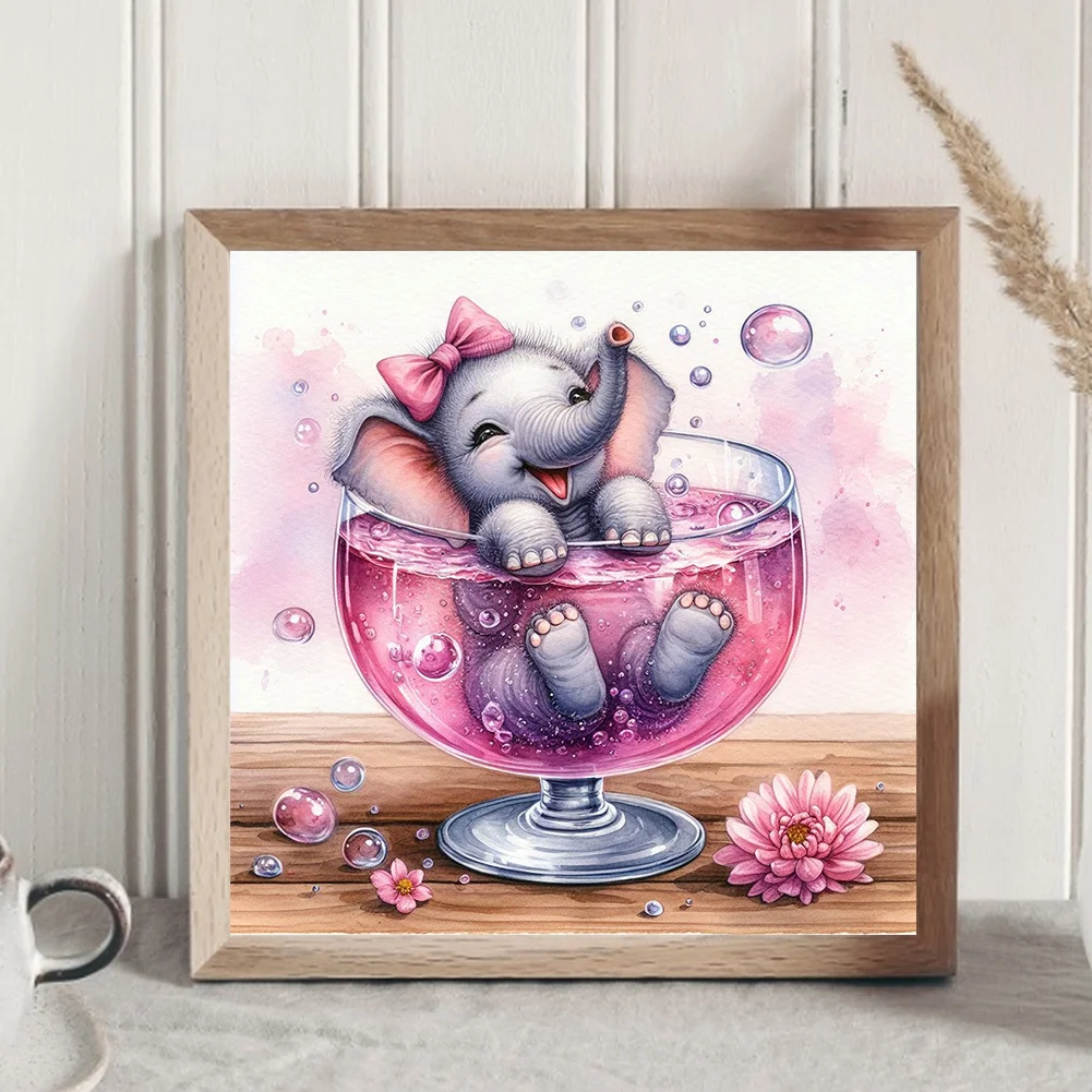 Diamond Painting - Full Round Drill - Cup Elephant(Canvas|30*30cm)