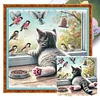 Cat And Bird By Window-11CT Stamped Cross Stitch 40*40cm/15.75*15.75in tapestrymarket