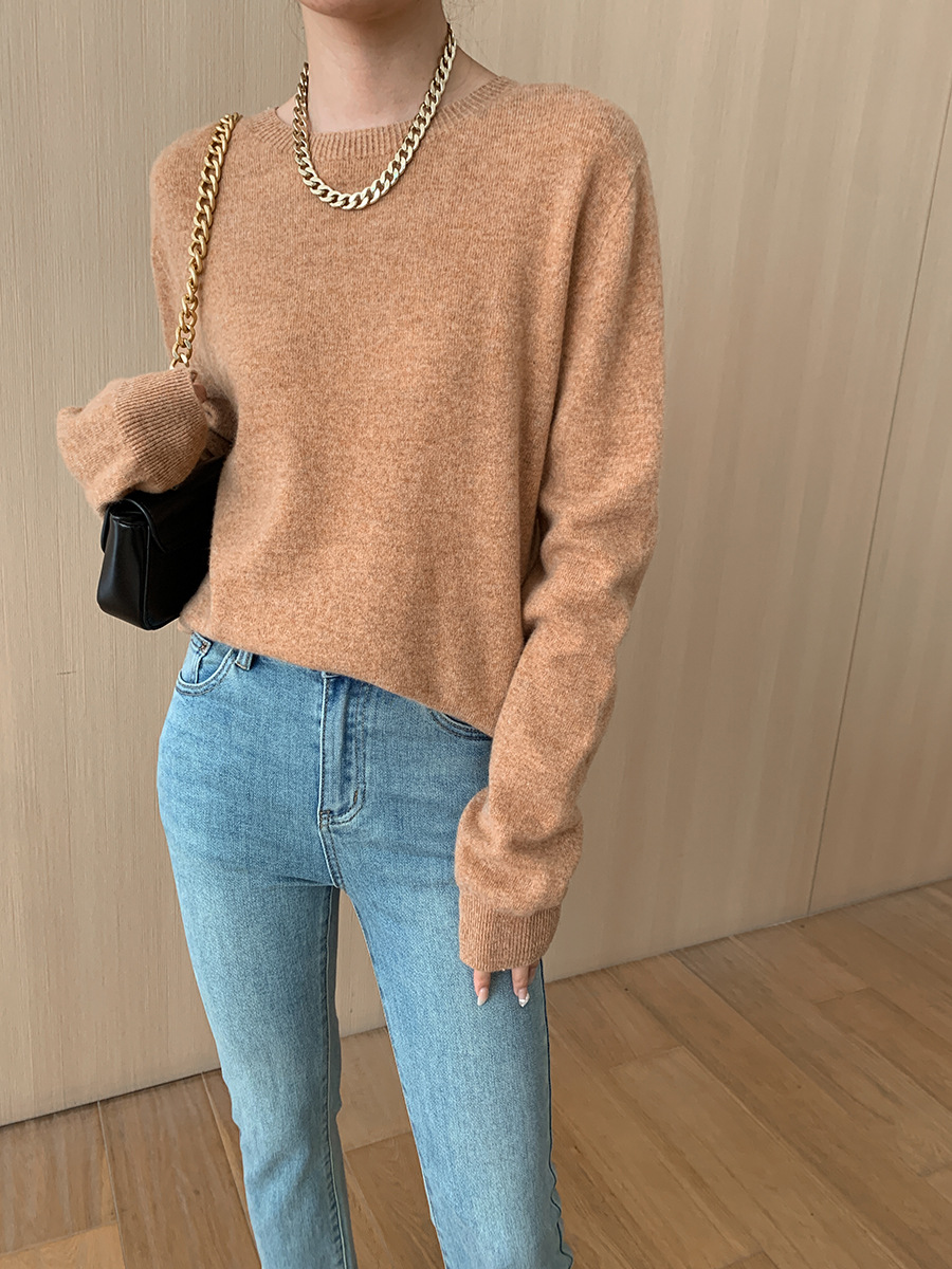 tailgate outfit black women Seamless All-Wool round Neck Bottoming Shirt Sweater 2024 Autumn and Winter Sn6145