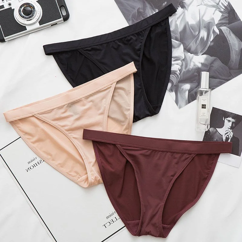 Sexy Lingerie for Sex Women's panties Ice Silk Seamless Underwear Ultra-thin Solid Panty Sex Briefs Female Low-Rise panties
