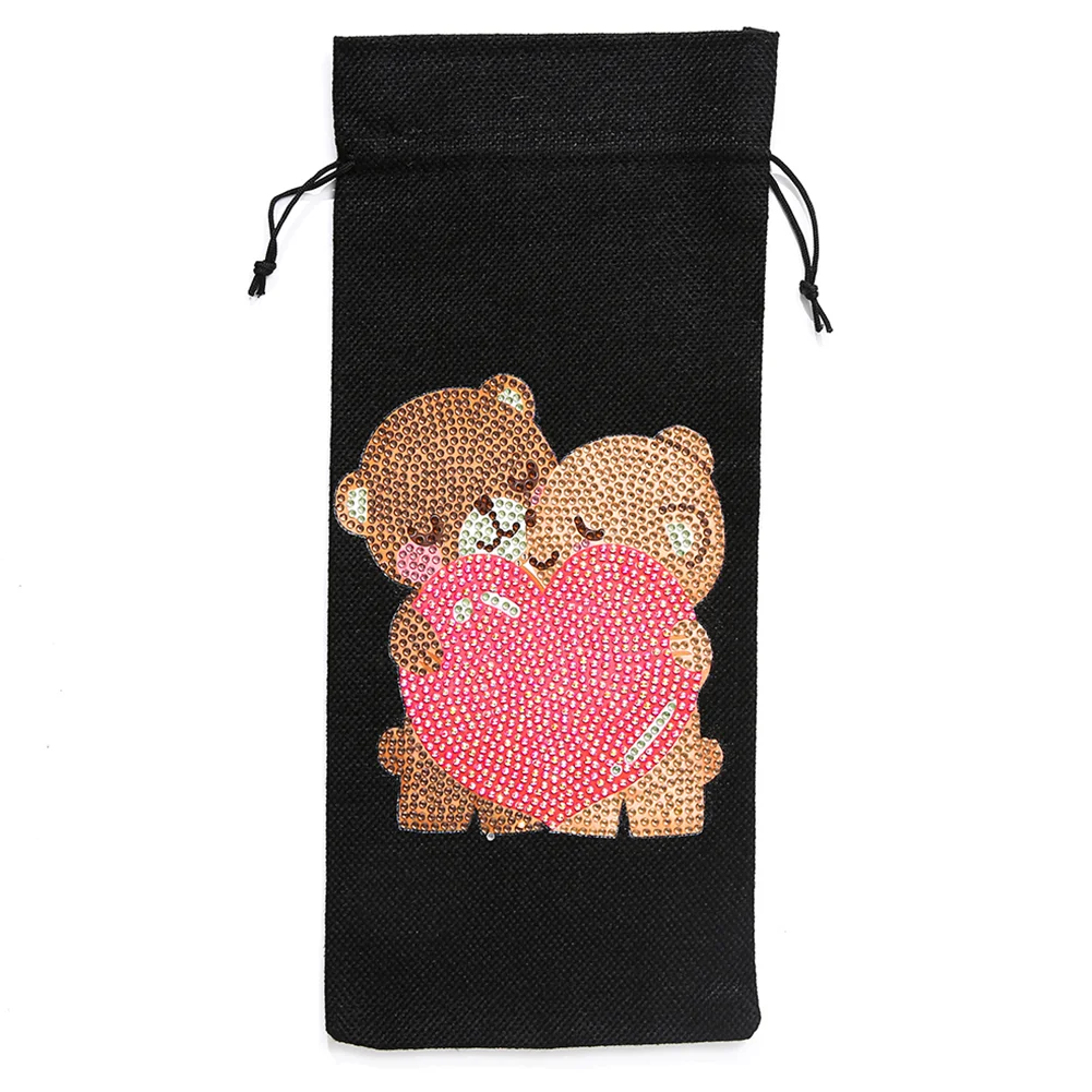 DIY Diamond Painting Xmas Wine Bottle Bag - Love Bear