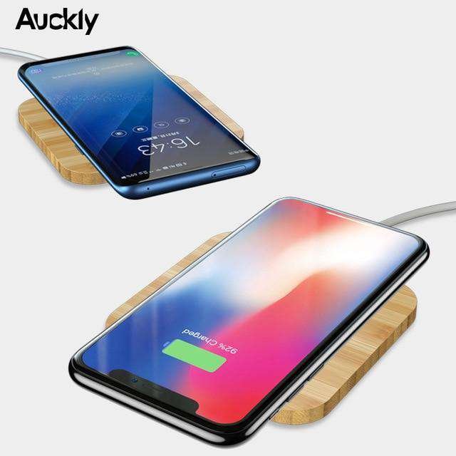 Auckly Fast Wireless Charger 7.5W Bamboo Qi Wireless Charging Pad For iPhone 8/8 Plus/X/XS Max/XR And Samsung Galaxy S9/S9 Plus