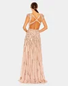 Sequined Flutter Cap Sleeve Cut Out A Line Gown