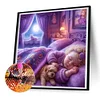 Vie d&rsquo;animaux de compagnie fille-plein diamant rond peinture-30 * 30cm