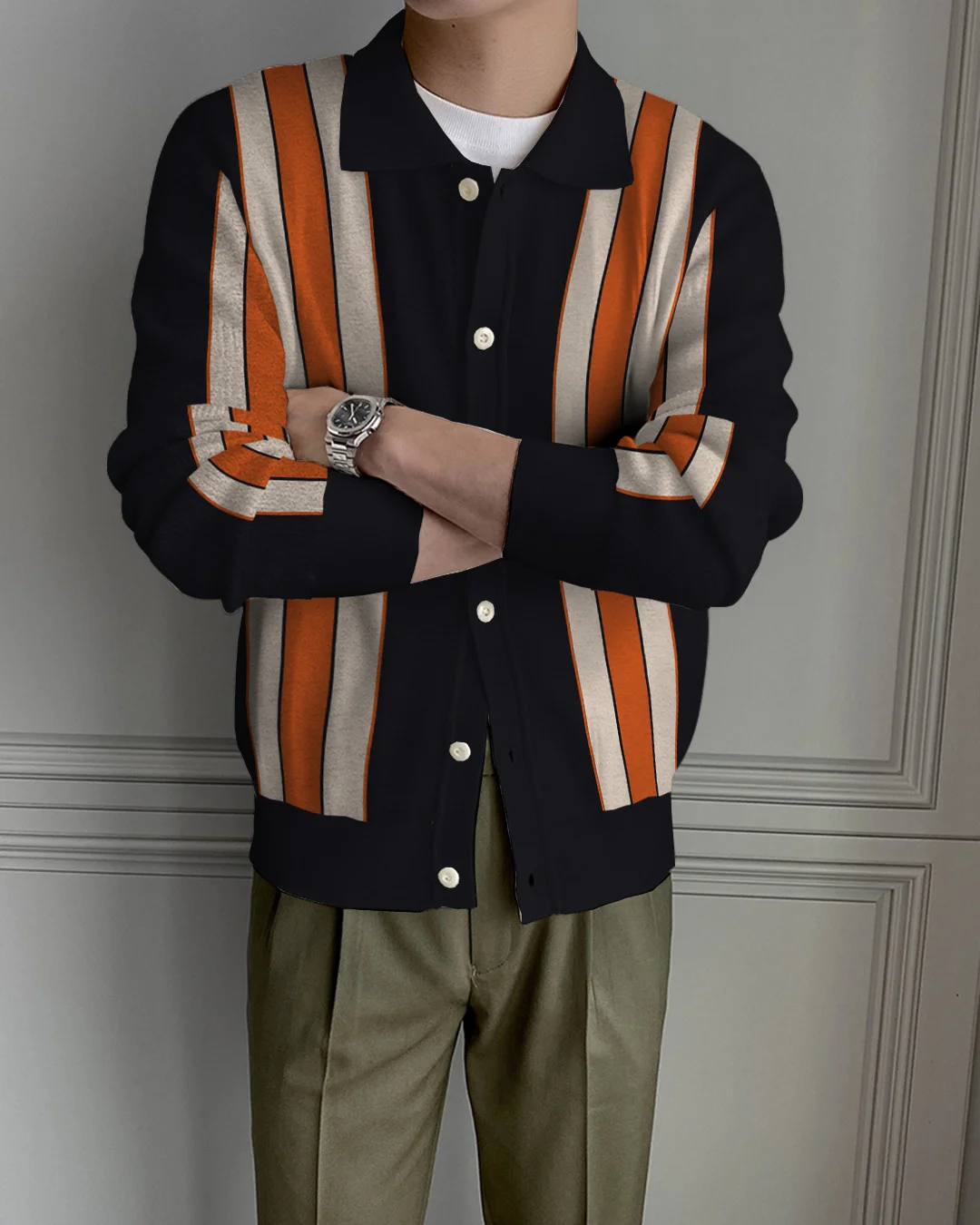 Men's Lapel Knitted Sweater Cardigan e0fc