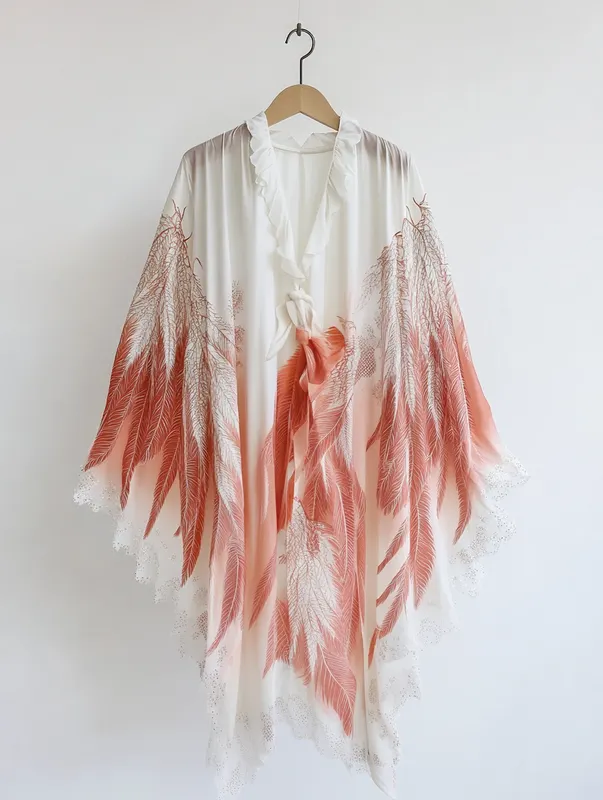 Summer original design elegant handmade feather kimono f6b5