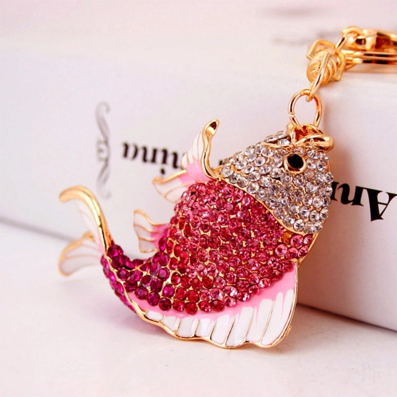 Cute Fish Alloy Rhinestone Women's Keychain