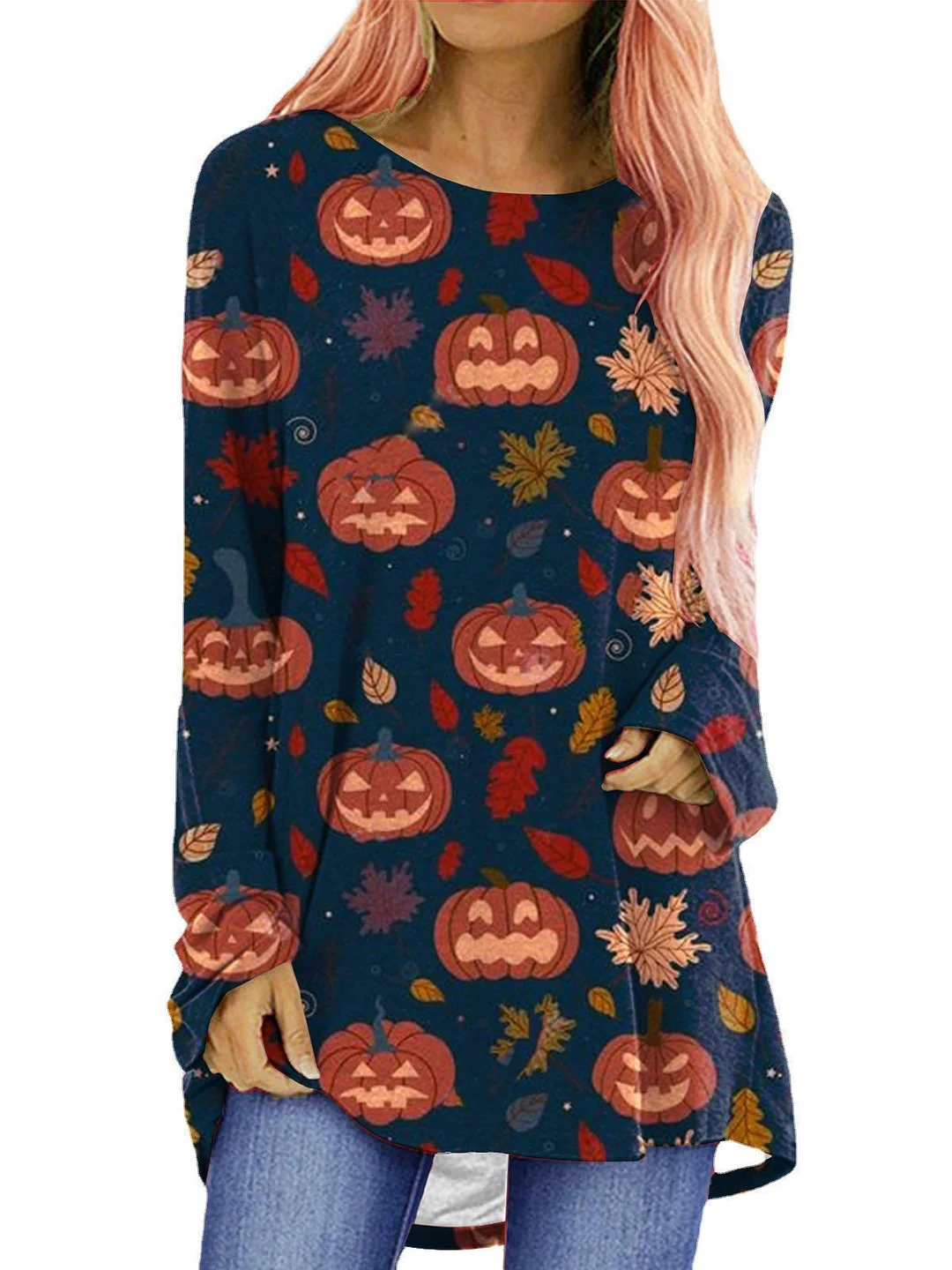 Women Half Sleeve V-neck Solid Color Dress