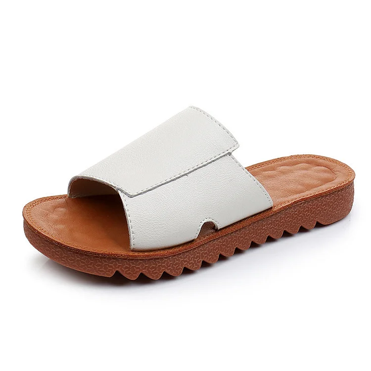 Summer Flat Retro Leather Casual Slippers