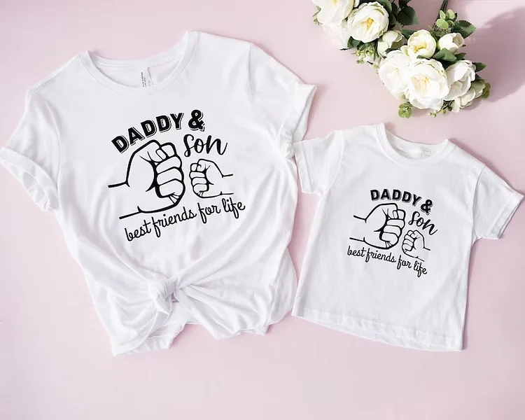 Round Neck Fist Bump Dad&Son Shirt|S03
