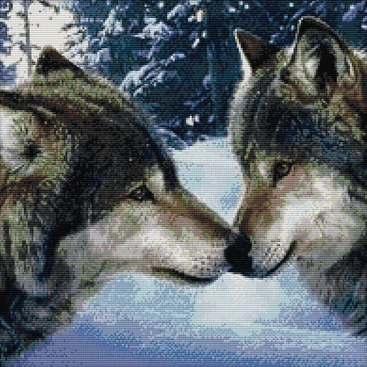 Animal Wolf Kiss 14CT Printed Cross Stitch Kits (44*44CM) fgoby